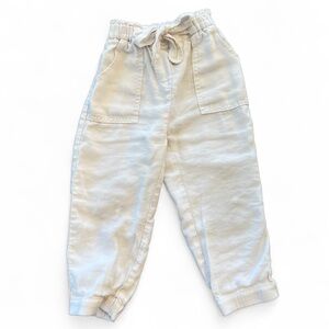 ZARA Kids Toddler Paper Bag Drawstring Pants, Cream,‎ 2-3y